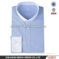 new mens 100% cotton blue long sleeve casual shirt with stand collar